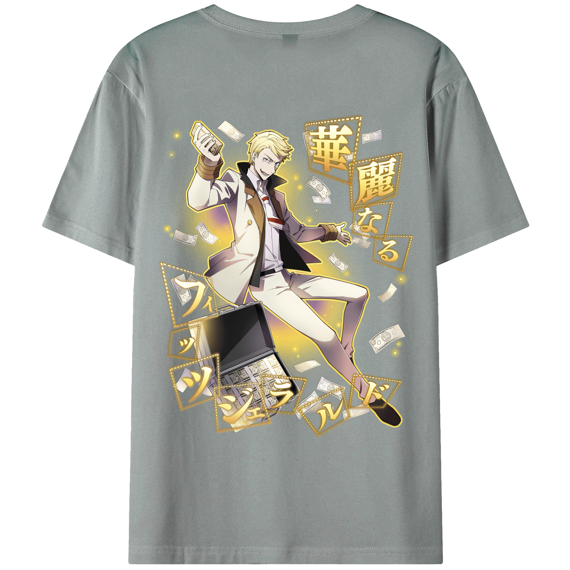 （画像用） 文豪ストレイドッグス Bungo Stray Dogs 綿100％ メンズ半袖Tシャツ（バックプリント） 通気性